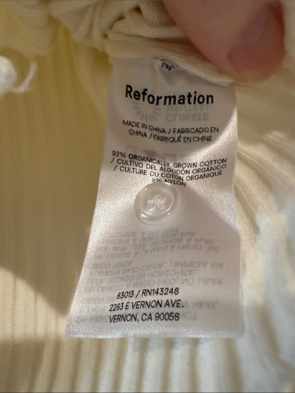 Reformation Cream Ribbed Button-Up Cardigan - Picture 8 of 9